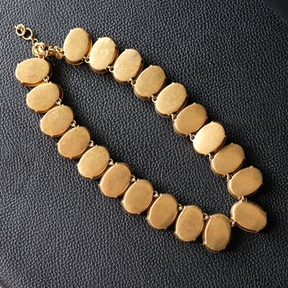 Vintage J.Crew Faceted Opalescent Glass Statement Collar Necklace – Chunky Gold-Tone Choker
