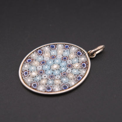 Vintage 800 Silver Millefiori Art Glass Pendant (No Chain)