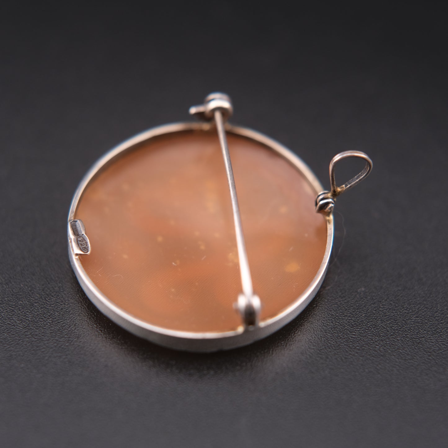 Vintage Italian Shell Cameo Pendant & Brooch – Hand Carved Monogram “A” – Sterling Silver 925 – Torre del Greco Tradition