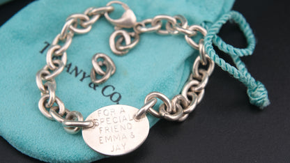 ❤️ Tiffany & Co. Tag Bracelet – Sterling Silver with Original Box, Pouch & Extra Links