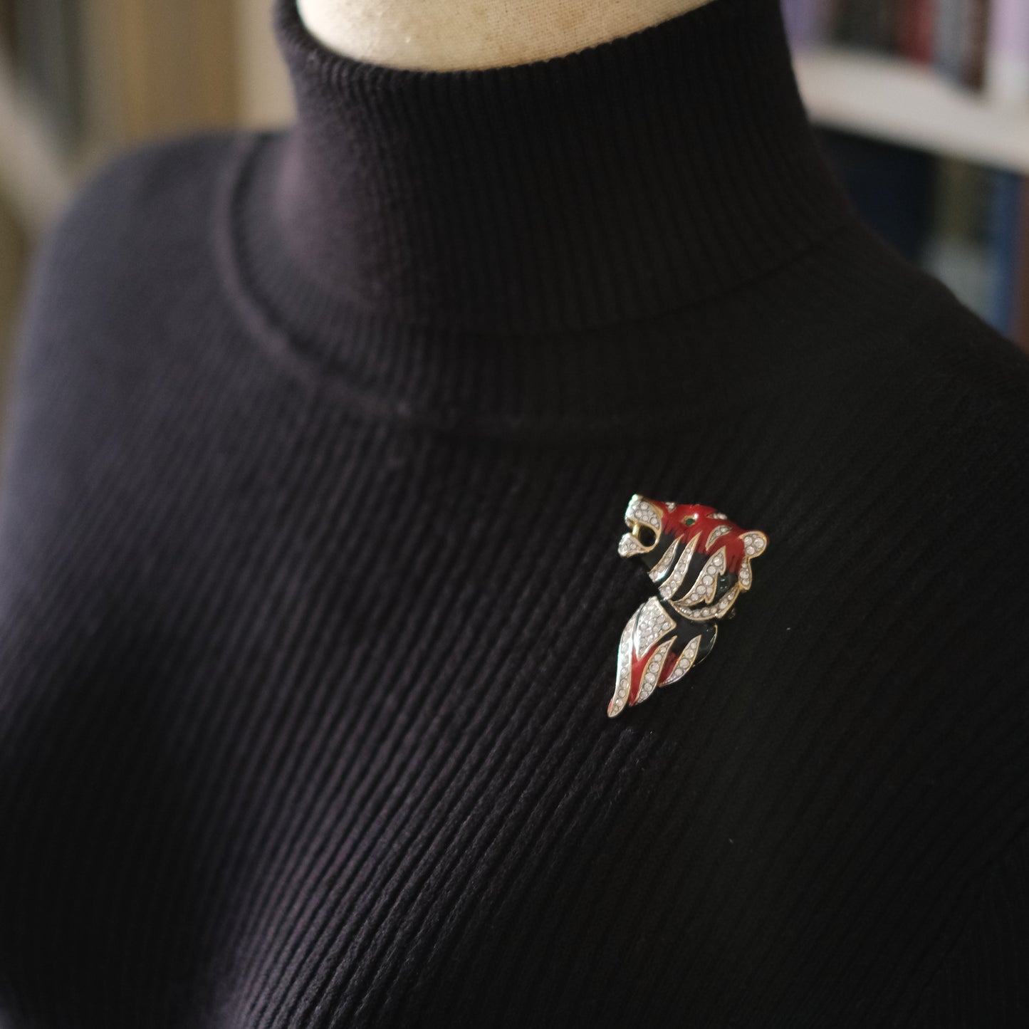 Fiery Vintage Tiger Head Brooch by Attwood & Sawyer