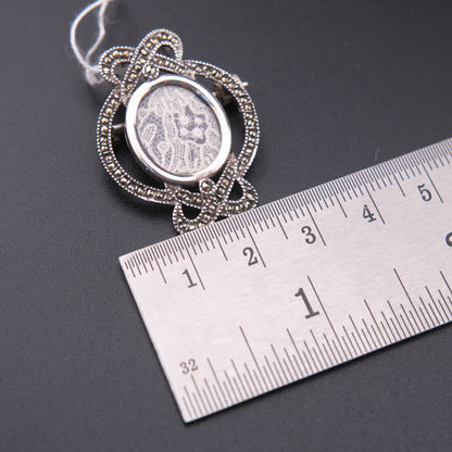 ❤️ Vintage Sterling Silver Lace Cameo Brooch / Pendant by Diane Claeys
