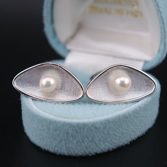 ❤️ Vintage 1980s Mikimoto Pearl Cufflinks – 6.4mm Pearls