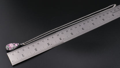 Toshikane Arita Double-Sided Porcelain Chrysanthemum Pendant Necklace with Sterling Silver Chain