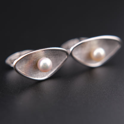 ❤️ Vintage 1980s Mikimoto Pearl Cufflinks – 6.4mm Pearls