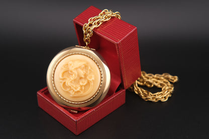Vintage Revlon Cameo Compact Pendant Necklace