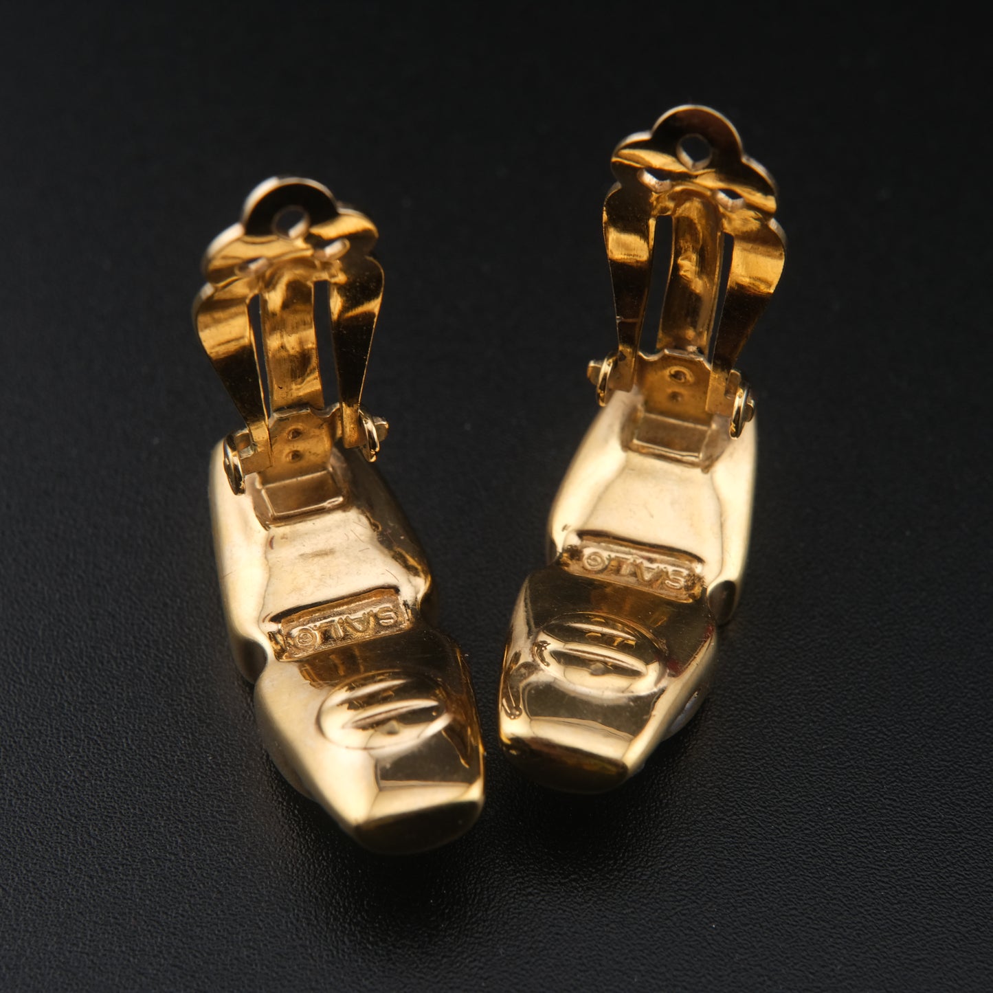 ❤️ Vintage Swarovski S.A.L. Black Crystal & Clear Rhinestone Clip-On Earrings