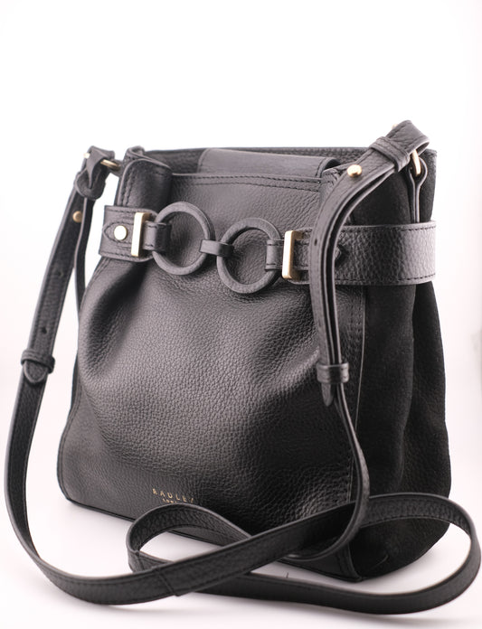 ❤️ Vintage RADLEY London Medium Black Pebbled Leather Crossbody Bag