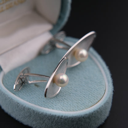 ❤️ Vintage 1980s Mikimoto Pearl Cufflinks – 6.4mm Pearls