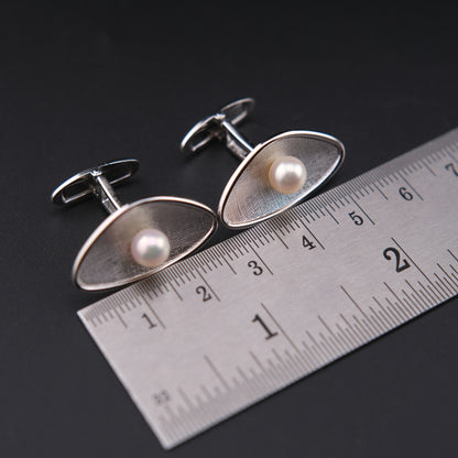 ❤️ Vintage 1980s Mikimoto Pearl Cufflinks – 6.4mm Pearls