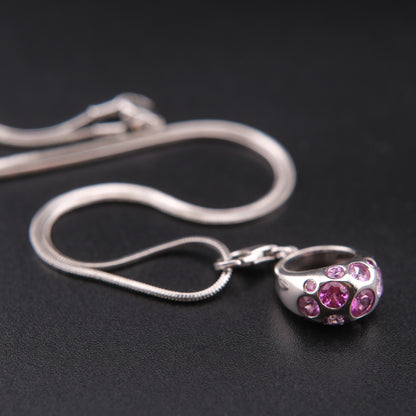❤️ Vintage AGATHA 925 Silver Pink Crystal Bubble Pendant Necklace
