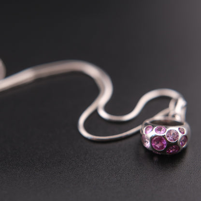 ❤️ Vintage AGATHA 925 Silver Pink Crystal Bubble Pendant Necklace