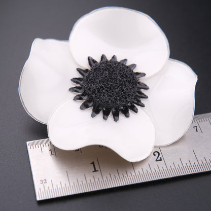❤️ Rose Haylland White Flower Brooch – Vintage Statement Pin – 2.5"