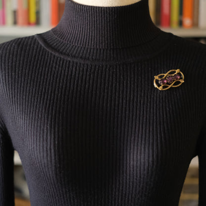 ❤️ Antique Victorian c.1900 Eternal Love Celtic Knot Brooch with Garnet-Red Paste Stones