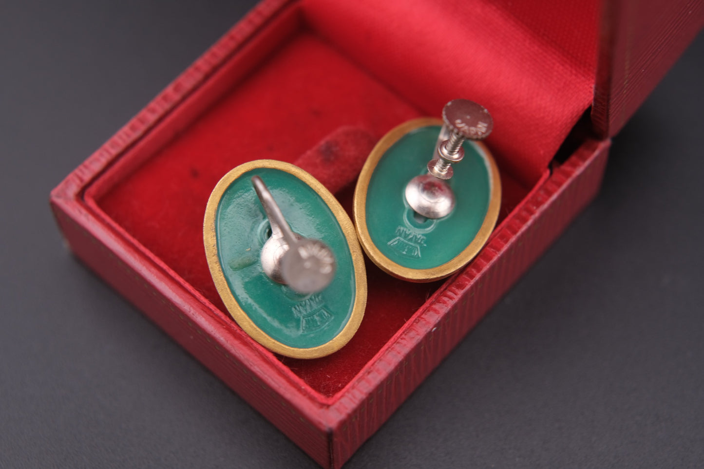 Vintage Toshikane Arita Blue Rose Earrings – Hand-Painted Porcelain Screw Backs – Made in Japan