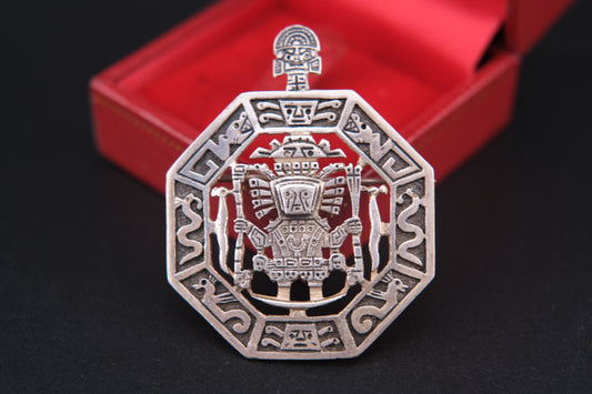 Vintage 925 Sterling Silver Peruvian Sun God Brooch or Pendant