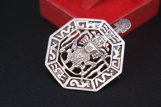 Vintage 925 Sterling Silver Peruvian Sun God Brooch or Pendant