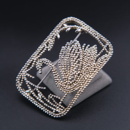❤️ Vintage P&M Paris Swan Brooch – Textured Silver Tone Figural Bird Pin