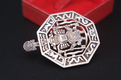Vintage 925 Sterling Silver Peruvian Sun God Brooch or Pendant