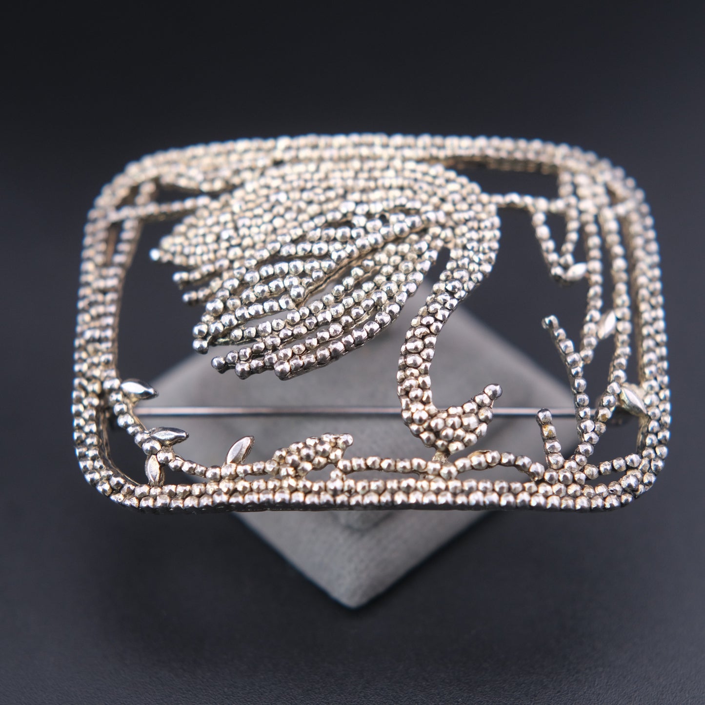 ❤️ Vintage P&M Paris Swan Brooch – Textured Silver Tone Figural Bird Pin