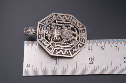 Vintage 925 Sterling Silver Peruvian Sun God Brooch or Pendant