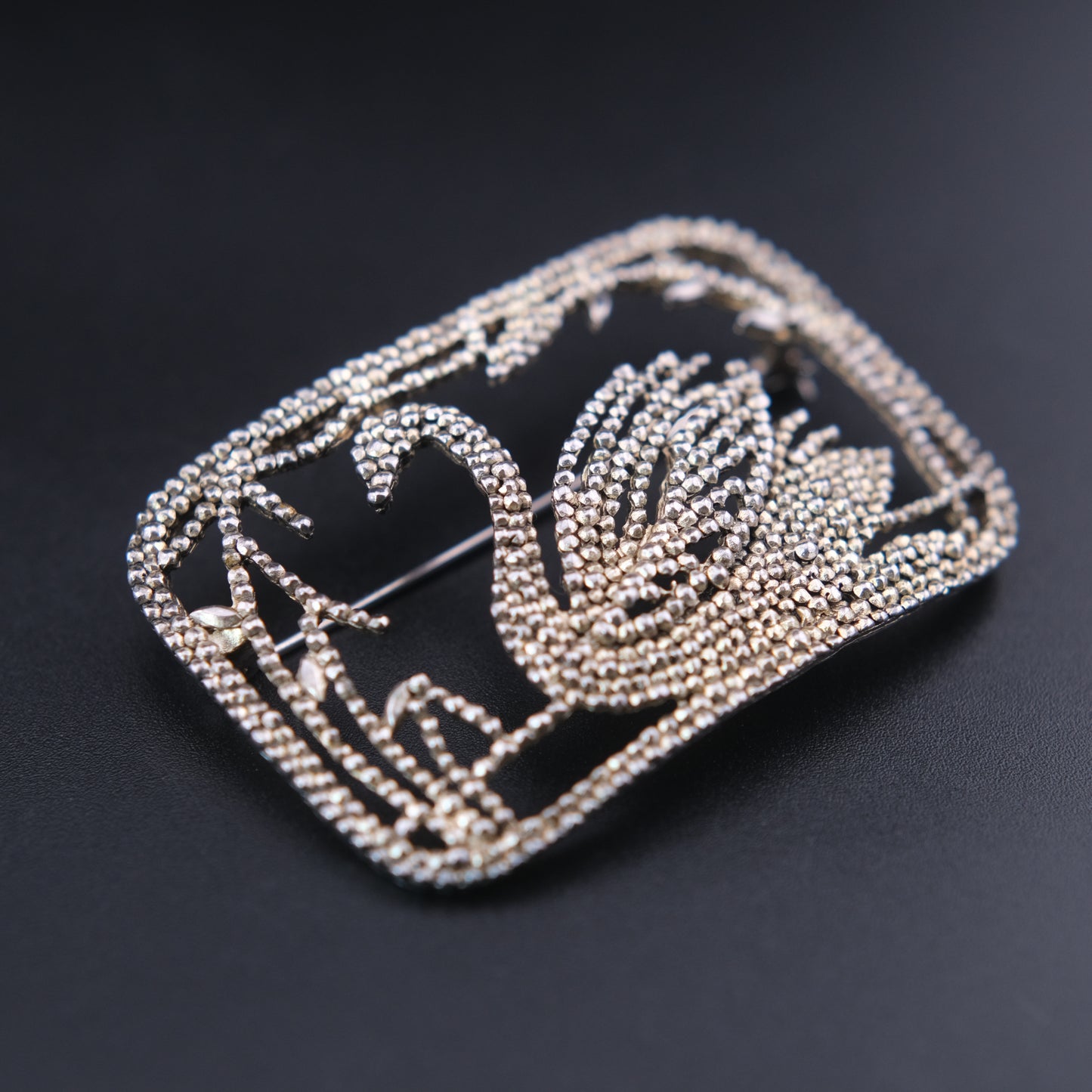 ❤️ Vintage P&M Paris Swan Brooch – Textured Silver Tone Figural Bird Pin