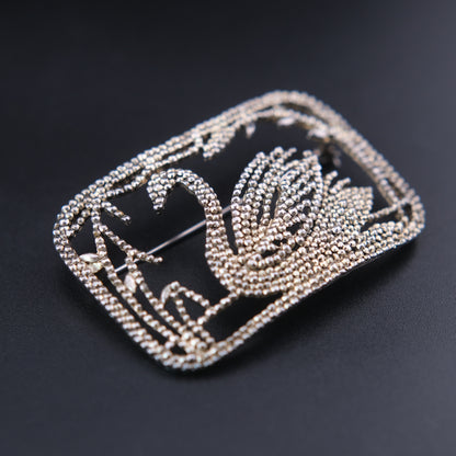 ❤️ Vintage P&M Paris Swan Brooch – Textured Silver Tone Figural Bird Pin