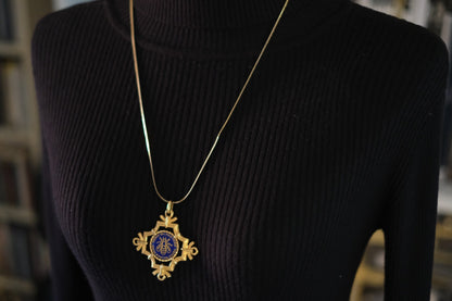 Pierre Balmain Paris Vintage Pendant – Gold-Tone with Royal Blue Enamel Bee Motif