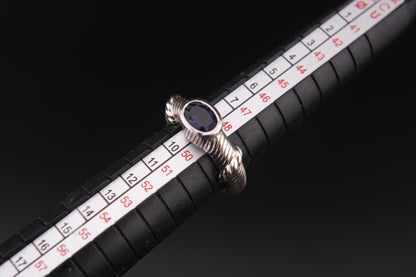 Judith Ripka Sterling Silver Cable Ring with Purple Oval Stone – Size 10.5