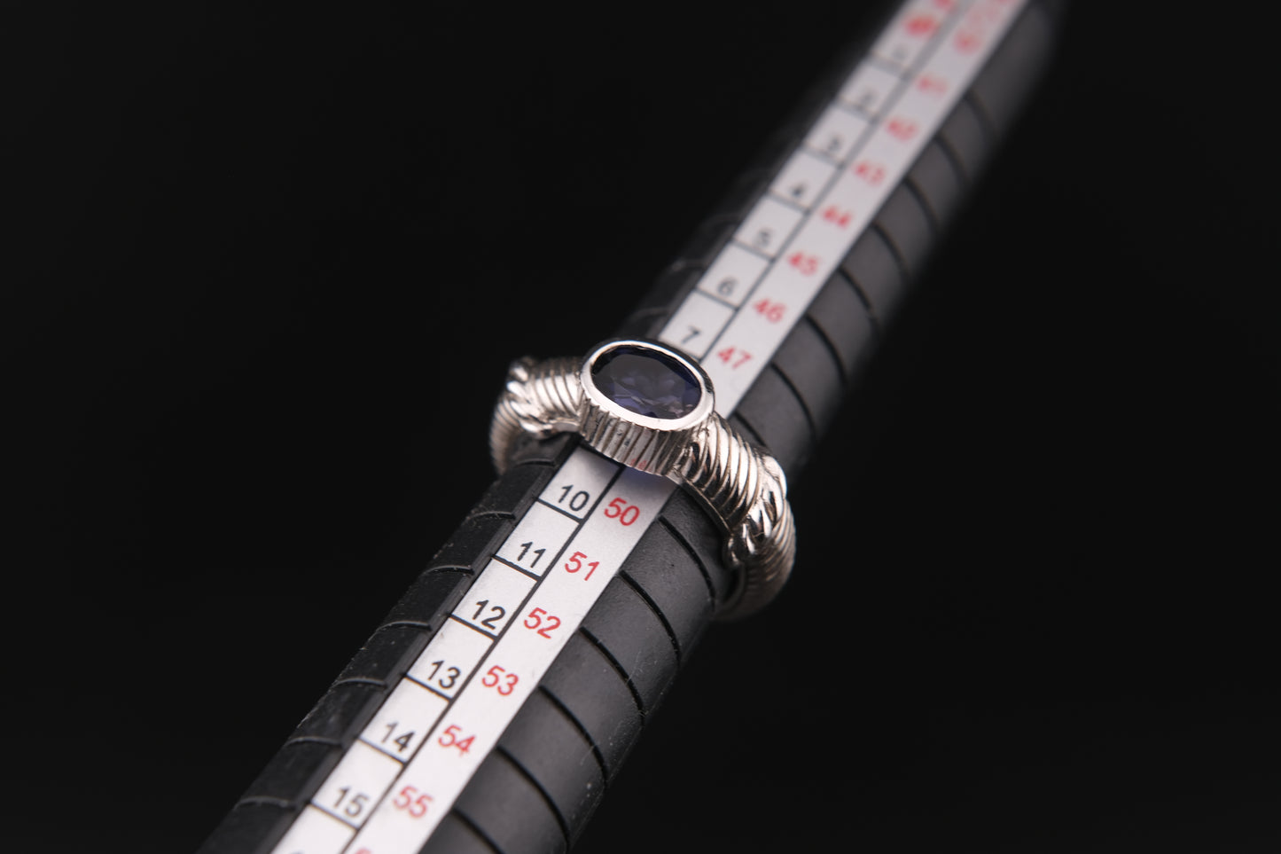 Judith Ripka Sterling Silver Cable Ring with Purple Oval Stone – Size 10.5