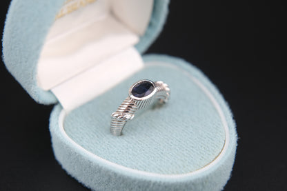 Judith Ripka Sterling Silver Cable Ring with Purple Oval Stone – Size 10.5