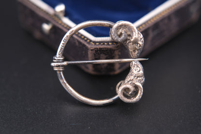 Vintage Double Ram Penannular Brooch – 800 Silver