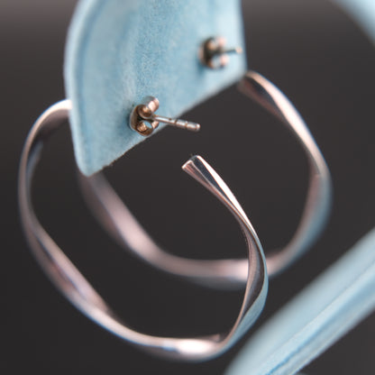 ❤️ Philippe Audibert Charlee Twisted Hoop Earrings – Silver Tone 1.5"