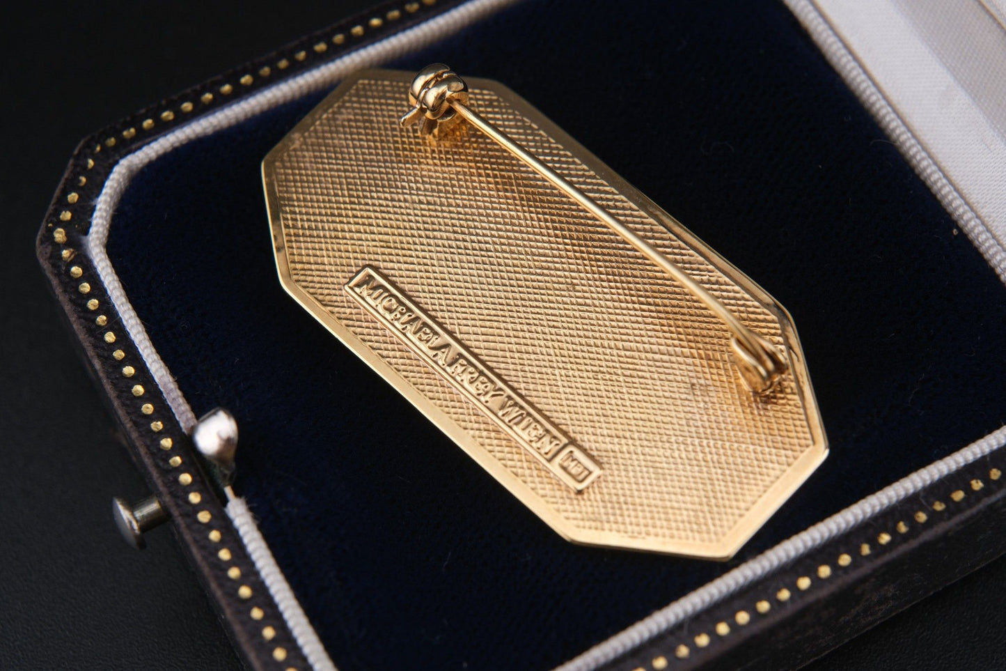 Vintage Michaela Frey Wien Enamel Brooch | Greek Key Design
