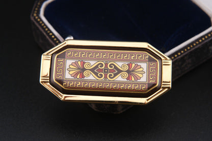 Vintage Michaela Frey Wien Enamel Brooch | Greek Key Design