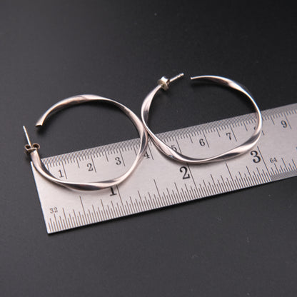 ❤️ Philippe Audibert Charlee Twisted Hoop Earrings – Silver Tone 1.5"