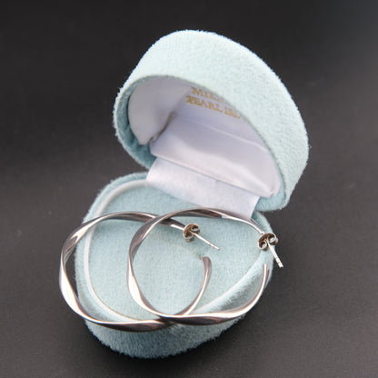 ❤️ Philippe Audibert Charlee Twisted Hoop Earrings – Silver Tone 1.5"