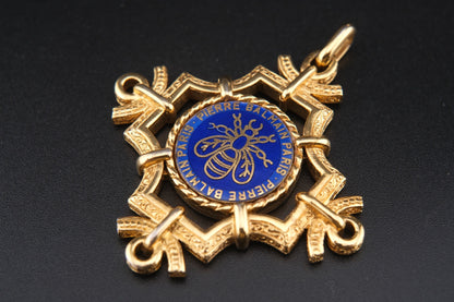 Pierre Balmain Paris Vintage Pendant – Gold-Tone with Royal Blue Enamel Bee Motif