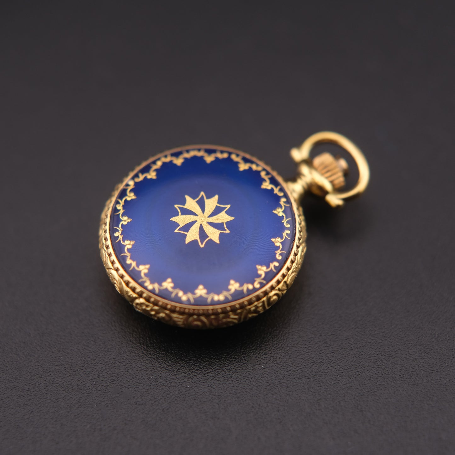 ❤️ Vintage Swiss Carina Blue Enamel Quartz Pendant Watch