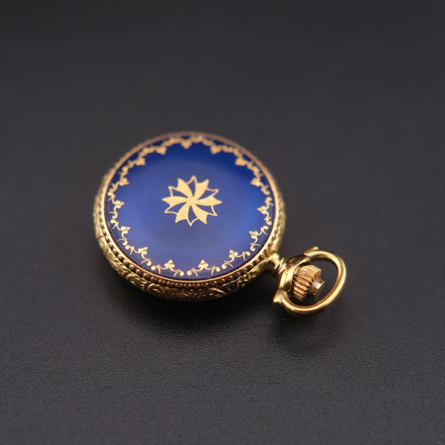 ❤️ Vintage Swiss Carina Blue Enamel Quartz Pendant Watch