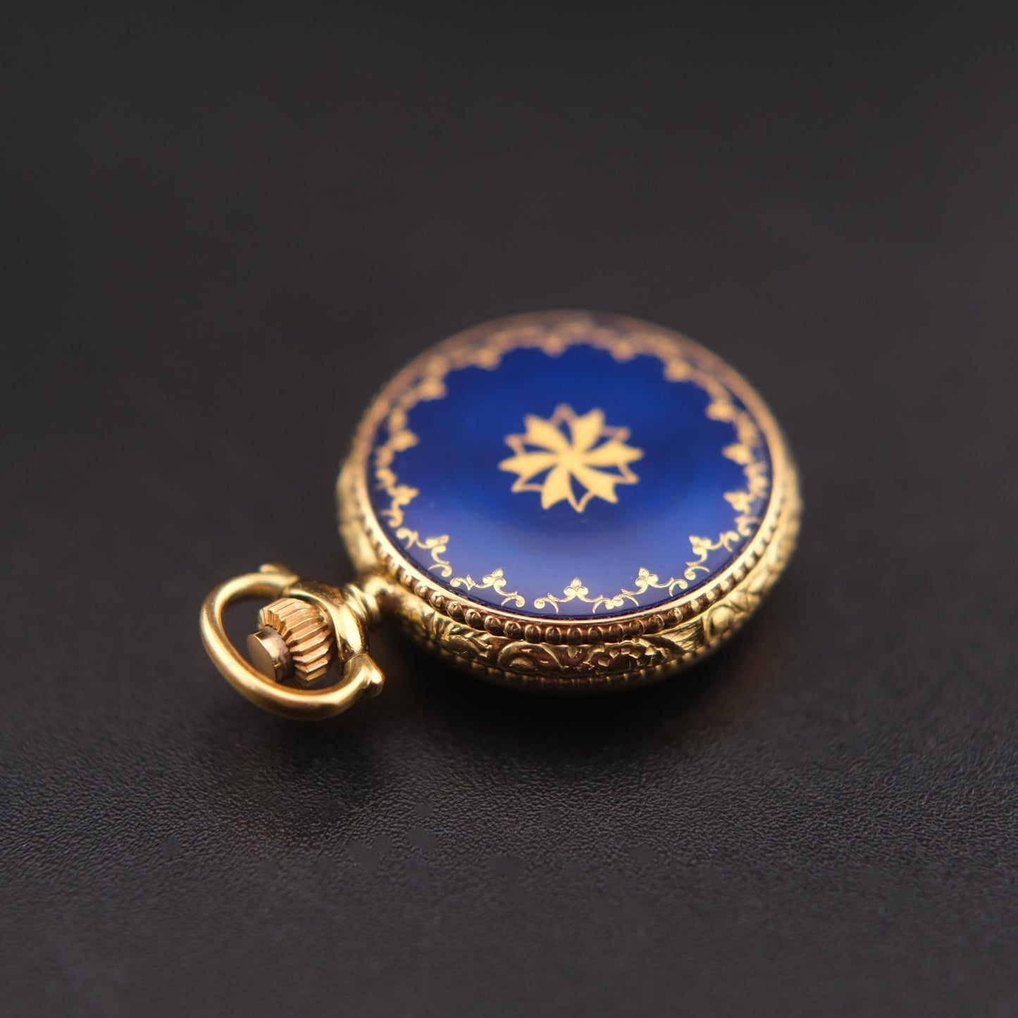 ❤️ Vintage Swiss Carina Blue Enamel Quartz Pendant Watch