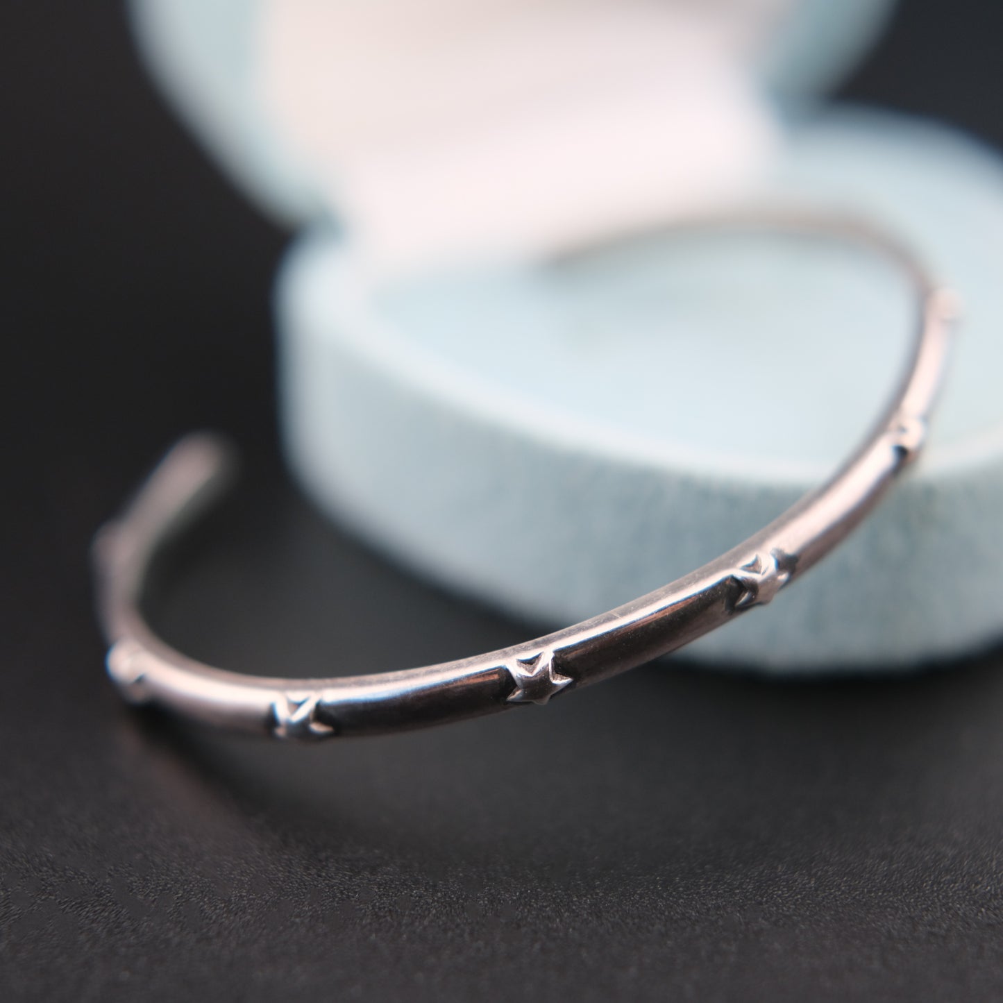 Vintage Philippe Audibert Paris Silver Tone Star Cuff Bracelet Minimalist French Designer Jewelry