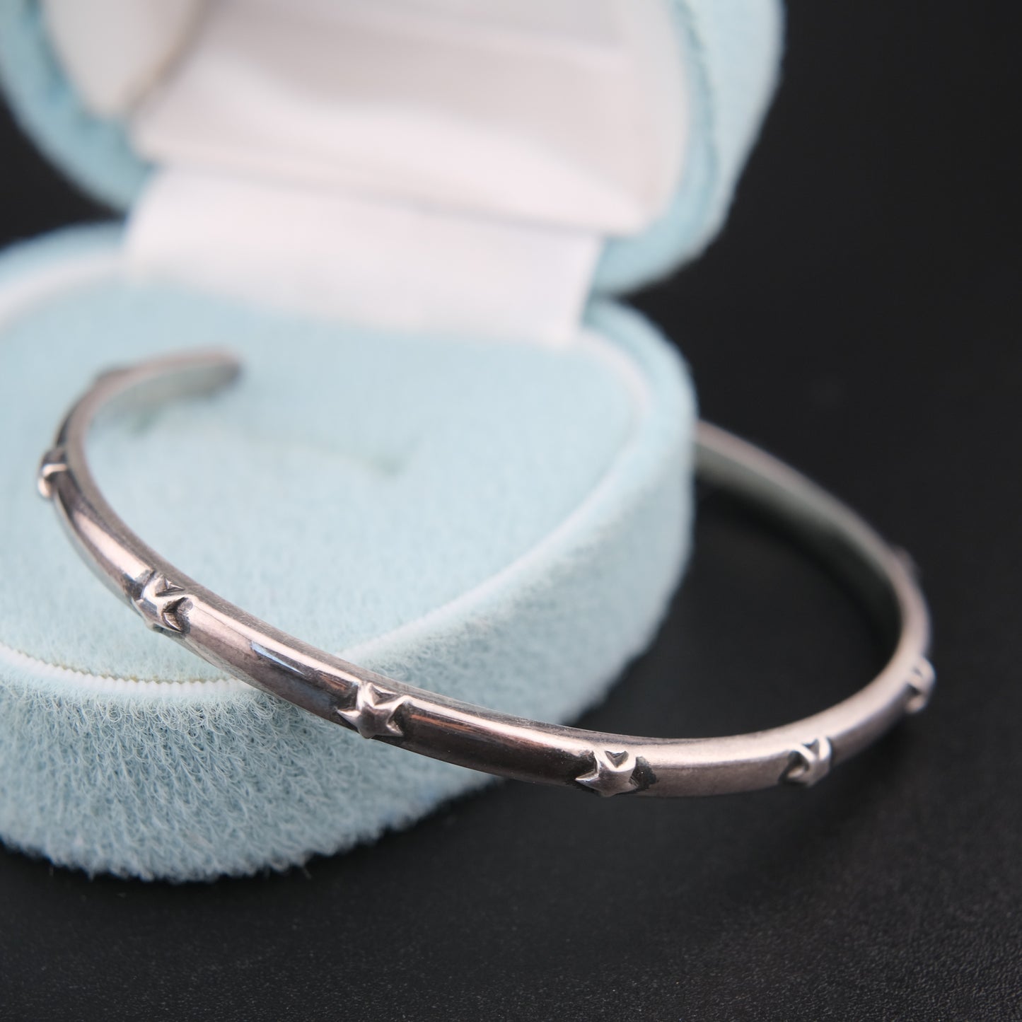 Vintage Philippe Audibert Paris Silver Tone Star Cuff Bracelet Minimalist French Designer Jewelry