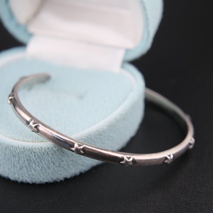 Vintage Philippe Audibert Paris Silver Tone Star Cuff Bracelet Minimalist French Designer Jewelry