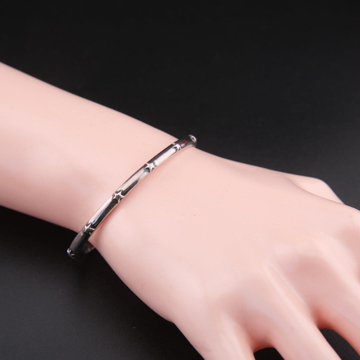 Vintage Philippe Audibert Paris Silver Tone Star Cuff Bracelet Minimalist French Designer Jewelry