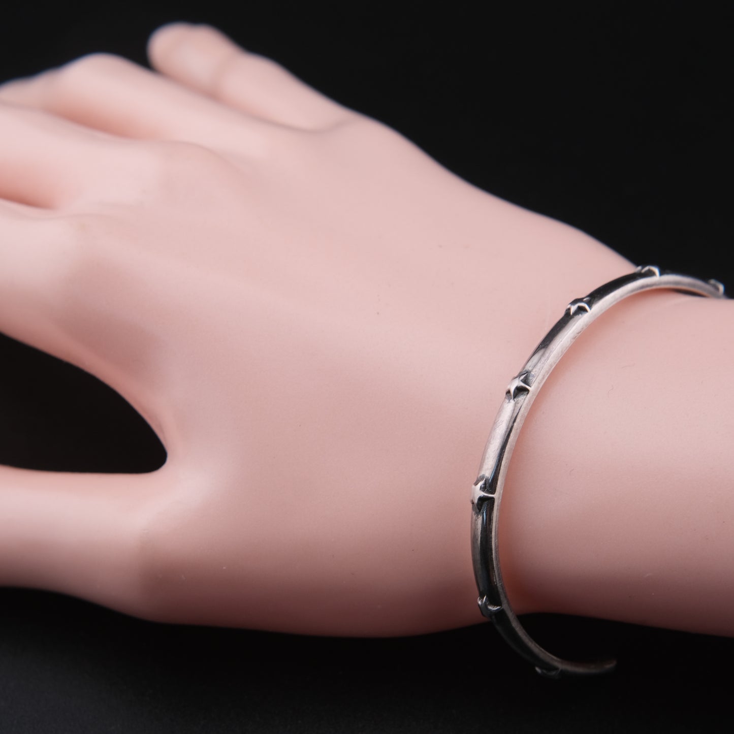Vintage Philippe Audibert Paris Silver Tone Star Cuff Bracelet Minimalist French Designer Jewelry
