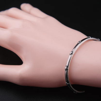 Vintage Philippe Audibert Paris Silver Tone Star Cuff Bracelet Minimalist French Designer Jewelry