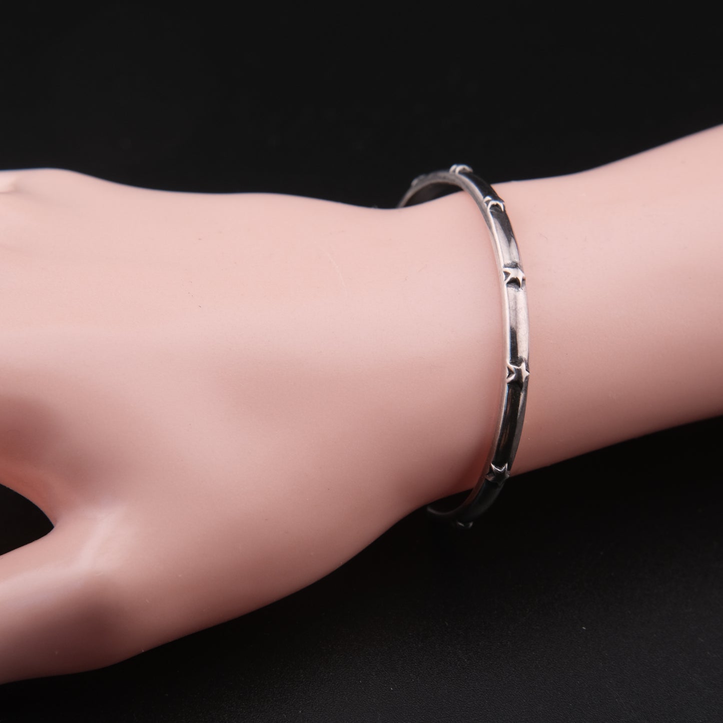 Vintage Philippe Audibert Paris Silver Tone Star Cuff Bracelet Minimalist French Designer Jewelry