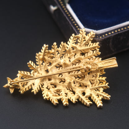 ❤️ Vintage Gold-Tone Christmas Tree Brooch with Aurora Borealis Rhinestones