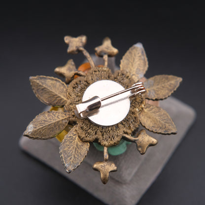 ❤️ Vintage Floral Bouquet Brooch with Rhinestones